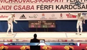Dernière touche - CdM sabre hommes Budapest 2015 - 1/2 Rousset (FRA) vs Yakimenko (RUS)
