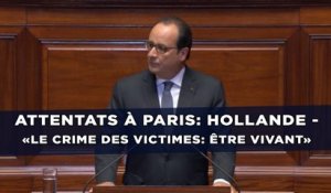 Attentats à Paris: Hollande - «Le crime des victimes: être vivant»