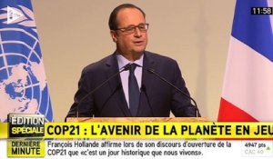 François Hollande évoque un jour "historique" lors de l'ouverture de la COP21