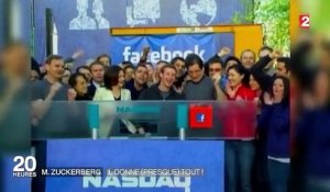 Mark Zuckerberg, PDG de Facebook, donne presque tout