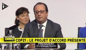 COP21 : Pour F. Hollande, "le texte préparé et soumis est ambitieux et réaliste"