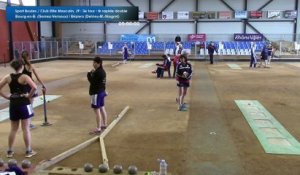 Jennifer Gomez et Camille Vernoux dans la zone, CE Féminin, J10, Bourg-en-B. vs Béziers, Sport Boules, saison 2015-2016