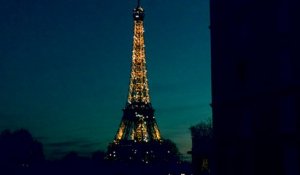 The Eiffel Tower glitters in the Paris night sky, seen from the Palais de Tokyo after #RickOwens, now it's time to head off to the Lanvin show.