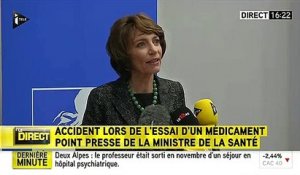 Marisol Touraine, la ministre de la Santé, s'exprime après l'essai thérapeutique à Rennes
