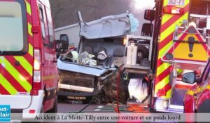 Accident à La Motte-Tilly entre une voiture et un poids lourd