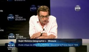 Bac 2013 : correction vidéo Bac Général série L sujet d'Histoire - Géographie sujet 3 : Gouverner la France depuis 1946