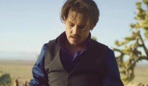 Badass Johnny Depp driving muscle car in desert