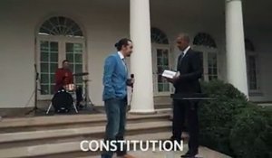 Le rappeur Lin-Manuel Miranda en freestyle de rap avec Obama