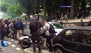 DOCUMENT BFMTV – Les images des fumigènes lancés dans la voiture de police brûlée à Paris