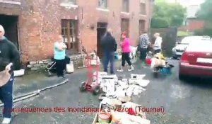 Les conséquences des inondations à Vezon à Tournai