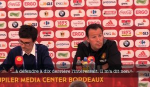 Wilmots: "J'ai demandé à Thibaut Courtois si défendre à dix l'intéressait"