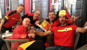 Pays de Galles-Belgique: les supporters belges chantent "Waar is da feestje, hier is da feestje"