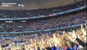 Voilà ce que cela donne quand tous les supporters des deux équipes font le clapping Islandais au stade de France lors des ¼ de finale !