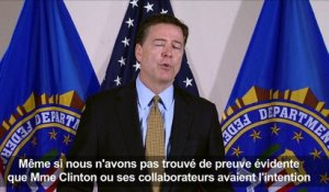 Emails:Le FBI recommande de ne pas poursuivre Hillary Clinton
