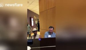 Complete strangers play piano and sing beautifully together in hospital