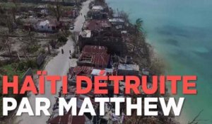 Une vue de drone montre Haïti ravagée par l'ouragan Matthew