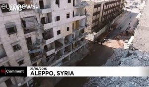 Drone footage shows Aleppo 'moonscape'