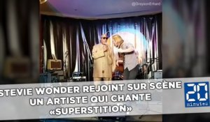Stevie Wonder rejoint sur scène un artiste qui chante «Superstition»