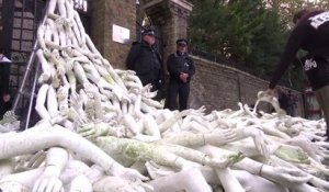 'Body parts' piled up outside Russian embassy in London