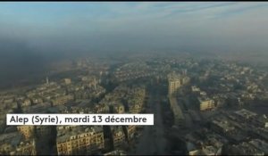 Syrie : un drone survole la ville d'Alep, dévastée par les bombardements
