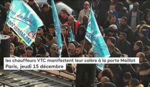Les chauffeurs de VTC en colère bloquent la porte Maillot à Paris