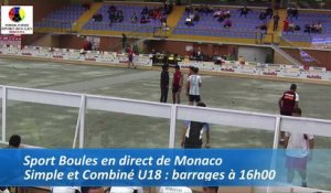 Barrage et partie de qualification, simple U18, Sport Boules, Mondial Jeunes, Monaco 2016