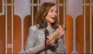 Oscars 2017 - Isabelle Huppert reçoit le Golden Globe de la meilleure actrice pour Elle
