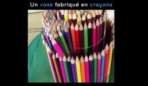 Cet artiste crée un vase à partir de crayons de couleurs