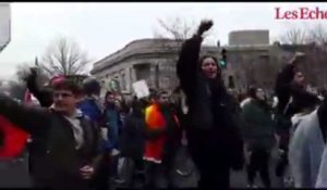 A Washington, devant le Capitole et dans la rue, des manifestants protestent contre l'investiture de Donald Trump