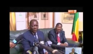 Le President Ouattara a été accueilli a Cotonou par son homologue Yayi Boni