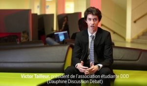 Victor TAILLEUR, président de l’association étudiante DDD (Dauphine Discussion Débat), présente LE GRAND ORAL