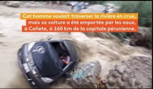 Inondations au Pérou : un automobiliste miraculé