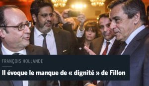 Hollande met en cause le manque de "dignité" de Fillon