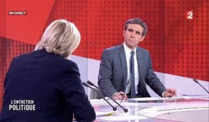 En plein direct, Marine Le Pen s'en prend à la patronne de France Télé: "Delphine Ernotte fait la bise à Macron !"