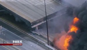 Incendie impressionnant sur une autoroute d'Atlanta : un pan de la route s'effondre