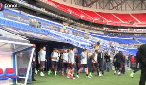 Entrainement du PSG à Lyon avant la finale de la Coupe de la Ligue contre Monaco