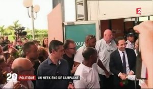 Mélenchon à Châteauroux, Hamon à La Réunion, Le Pen à Bordeaux... Résumé d'un week-end de campagne
