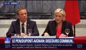 Marine Le Pen: "Si je suis élue Présidente, je nommerai Nicolas Dupont-Aignan Premier ministre"