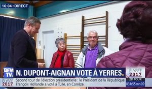 Présidentielle 2017: Nicolas Dupont-Aignan a voté à Yerres