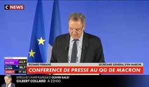 Richard Ferrand, le secrétaire général d'En marche !, tient une conférence de presse.