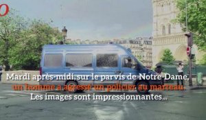 Les images de l'attaque contre le policier à Notre-Dame