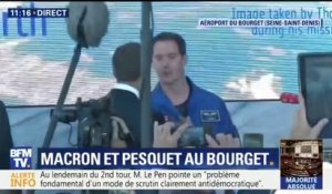 La rencontre entre Emmanuel Macron et Thomas Pesquet au salon du Bourget