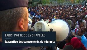 Paris : évacuation des migrants installés Porte de la Chapelle