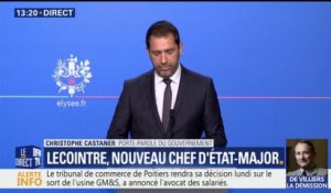 "C'est le général de division François Lecointre qui prend les responsabilités de chef d'état major des armées", confirme Castaner