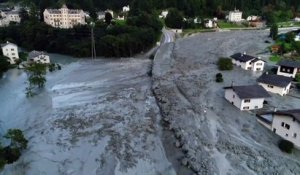 Glissement de terrain massif en Suisse vu de Drone