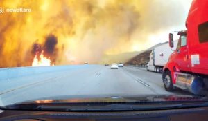 Ils roulent à travers l'incendie de Los Angeles sur l'autoroute !