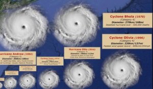 Comparaison de la taille des cyclones tropicaux