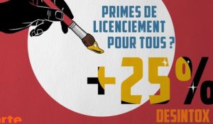 Primes de licenciement : 25% pour tous ? - DÉSINTOX - 21/09/2017