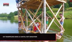 Cantal : Un trampoline en plein milieu d’un lac, l’originale idée (Vidéo)