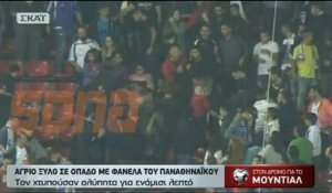 Face à Gibraltar, un fan grec est venu avec un maillot du Pana dans le stade de l'Olympiakos